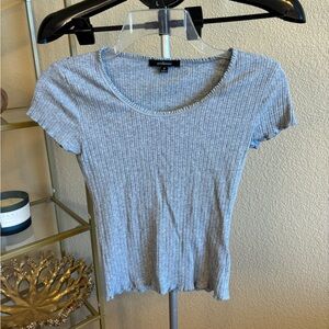 Ambiance Gray Ribbed Baby Tee Top Size M Stretch Cotton Short Sleeve Y2K